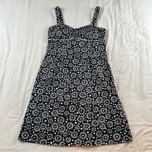 Studio I Petite Daisy Floral Sleeveless Sundress Black White Women’s 10P A-Line